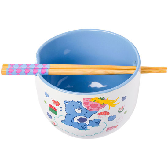 Picture of Silver Buffalo Care Bears Food Sushi Ceramic Ramen Noodle Rice Bowl with Chopsticks, Microwave Safe, 20 Ounces