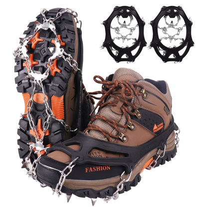 Picture of WIN.MAX Crampons for Shoes, Traction Cleats Ice Snow Grips with 19 Stainless Steel Spikes, Shoe Talons Anti - Slip Boots Spikes for Walking, Jogging, Climbing and Hiking (Black, M)