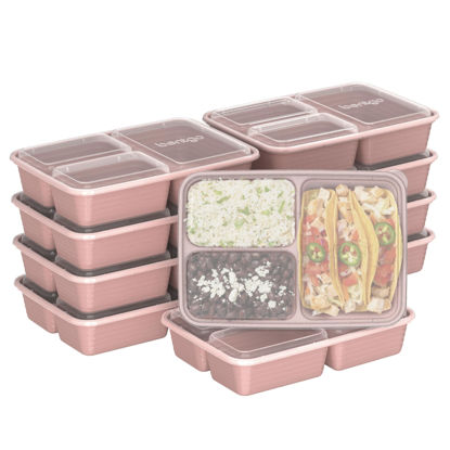 Picture of Bentgo 20-Piece Glitter Lightweight, Durable, Reusable BPA-Free 3-Compartment Containers - Microwave, Freezer, Dishwasher Safe (Glitter Garden Edition - Rosette Glitter)