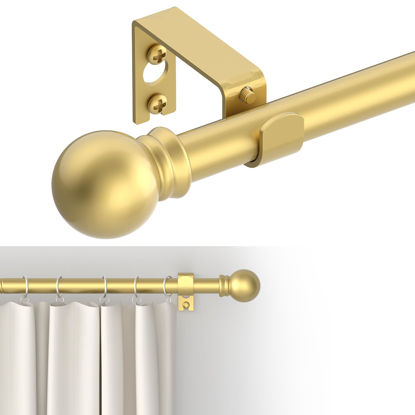 Picture of GXOACKJ Curtain Rods for windows 32-48 inch, 5/8 inch Decorative Gold Splicing Heavy Duty Metal Curtain Rod set with Brackets