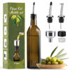 Picture of AOZITA 17oz Glass Olive Oil Dispenser - Oil and Vinegar Cruet Bottle with Stainless Steel Pourers - Funnel For Easy Refill - Olive Oil Carafe Decanter for Kitchen