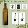 Picture of AOZITA 17oz Glass Olive Oil Dispenser - Oil and Vinegar Cruet Bottle with Stainless Steel Pourers - Funnel For Easy Refill - Olive Oil Carafe Decanter for Kitchen