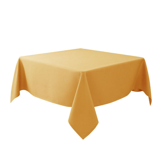 Picture of Biscaynebay Fall Tablecloth Textured Fabric Square Tablecloths 54x54'', Fall Gold Thanksgiving Autumn Harvest Water Resistant Fabric Tablecloths for Kitchen, Dining, Wedding, Parties Machine Washable