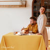 Picture of Biscaynebay Fall Tablecloth Textured Fabric Square Tablecloths 54x54'', Fall Gold Thanksgiving Autumn Harvest Water Resistant Fabric Tablecloths for Kitchen, Dining, Wedding, Parties Machine Washable