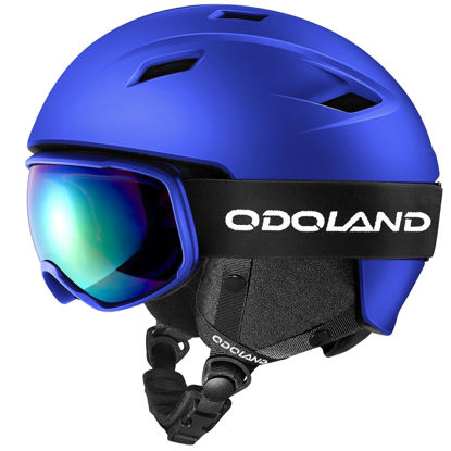 Picture of Odoland Ski Helmet and Goggles Set, Snowboard Helmet Glasses for Men, Women & Youth - Shockproof/Windproof Gear for Skiing, Snowboarding,Klein Blue,S