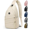 Picture of Pritent Crossbody Bags for Women Men Trendy Sling Bag Bakpack Casual Chest Bag with Convertible Shoulder Strap Travel Cross Body Bag for Hiking Traveling Outdoors(Beige)