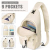 Picture of Pritent Crossbody Bags for Women Men Trendy Sling Bag Bakpack Casual Chest Bag with Convertible Shoulder Strap Travel Cross Body Bag for Hiking Traveling Outdoors(Beige)