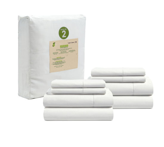 Picture of LANE LINEN 100% Organic Cotton Queen Sheets, 8Pc Queen Bed Sheets, Soft & Breathable Queen Size Sheets, Crisp Percale Weave, Hotel-Quality Bedding Sheets & Pillowcases - White Sheets (2 Pack)