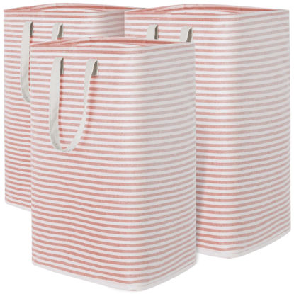 Picture of Lifewit 3 Pack Laundry Hamper Large Collapsible Laundry Baskets, Freestanding Waterproof Clothes Hamper with Easy Carry Handles in Laundry Room Bedroom Bathroom College Dorm for Adults, Pink, 3 x 80L