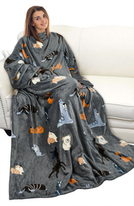 Picture of Catalonia Wearable Blanket with Sleeves and Pocket, Soft Comfy Fleece Snuggy Wrap Throws Blanket Robe for Women and Men