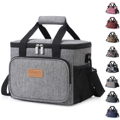 Picture of Lifewit Large Lunch Bag Insulated Lunch Box Soft Cooler Cooling Tote for Adult Men Women, Gray 12-Can (8.5L)