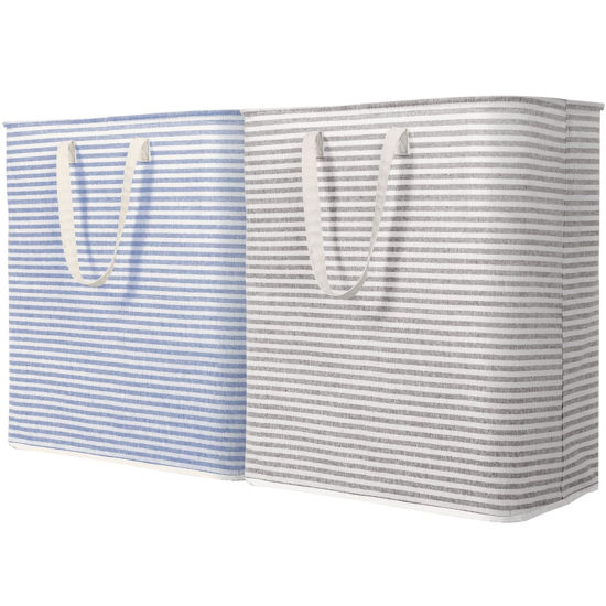 Picture of Lifewit 2 Pack Laundry Hamper Large Collapsible Laundry Basket, Freestanding Waterproof Cloth Hamper with Easy Carry Handles in Laundry Room Bedroom Bathroom Dorm for Adult, Grey&Blue, 2 x 100L