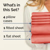 Picture of Queen 6 Piece Sheet Set - Breathable & Cooling Sheets - Hotel Luxury Bed Sheets - 1 Flat Sheet, 1 Fitted Sheet & 4 Pillowcases - Deep Pocket - Easy Fit, Soft & Wrinkle Free - Queen Coral Sheets