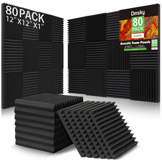 Picture of 80 Pack Acoustic Foam Panels,1"X 12" X 12"Sound Proof Foam Panels-High Density Sound Absorbing Panels,Fire Resistant Soundproof Wedges Panels for Studio Recording & Office & Home
