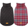 Picture of Kuoser Cozy Waterproof Windproof Reversible British Style Plaid Dog Vest Winter Coat Warm Dog Apparel for Cold Weather Dog Jacket for Small Medium Large Dogs with Furry Collar (XS - 3XL),Red M