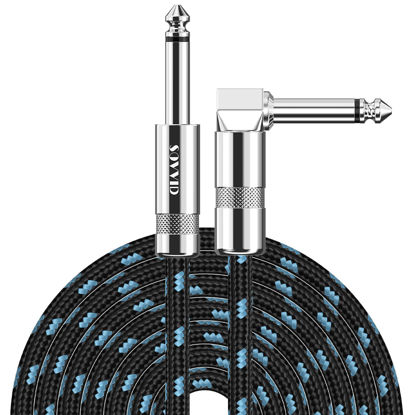 Picture of Sovvid Guitar Cable 20FT Instrument Cable Guitar Cord Electric Guitar Cable Guitar AMP Cord for Bass Guitar Keyboard 1/4 Inch Cable Right Angle Black Blue