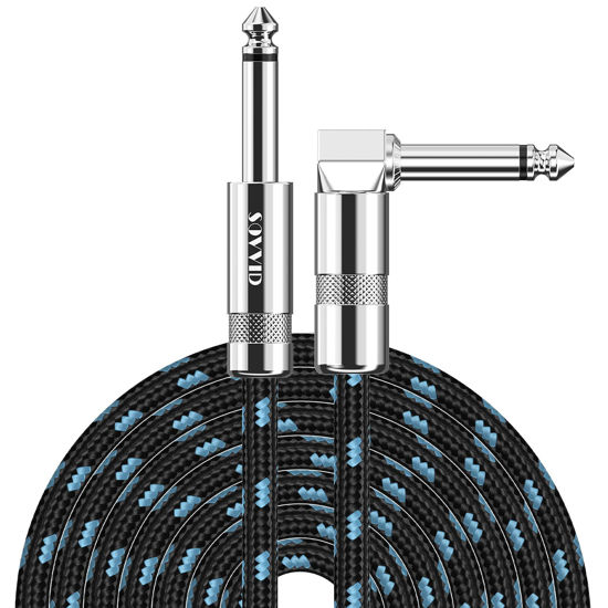 Picture of Sovvid Guitar Cable 20FT Instrument Cable Guitar Cord Electric Guitar Cable Guitar AMP Cord for Bass Guitar Keyboard 1/4 Inch Cable Right Angle Black Blue