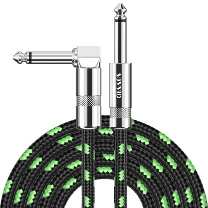 Picture of Sovvid Guitar Cable 6FT Instrument Cable Guitar Cord Electric Guitar Cable Guitar AMP Cord for Bass Guitar Keyboard 1/4 Inch Cable Right Angle Black Green