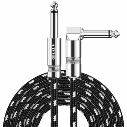 Picture of Sovvid Guitar Cable 15FT Instrument Cable Guitar Cord Electric Guitar Cable Guitar AMP Cord for Bass Guitar Keyboard 1/4 Inch Cable Right Angle Black White