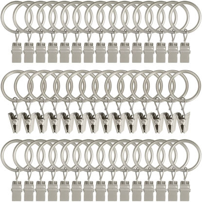Picture of AMZSEVEN 44 Pack Metal Curtain Rings with Clips, Drapery Clips with Rings, Drapes Rings 1 in I D, Fits Diameter 6/8 in Curtain Rod, Matte Silver