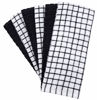 Picture of Kitchen Towels 16"x 28" | Dish Towels | Kitchen Hand Towels | Large Dishcloths | Highly Absorbent Tea Towel with Hanging Loop | Natural Ring Spun Cotton, 380 GSM | Black Check Design - 6 Pack