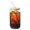 Picture of NETANY 1 Pack Glass Cups with Bamboo Lids and Straws 16 oz, Gifts for Women, Drinking glasses set, Iced Coffee Cup, Tea Cup, Cute Aesthetics Tumbler Cup, Mothers Day, Birthday Gifts for Her Mom