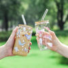 Picture of NETANY 1 Pack Glass Cups with Bamboo Lids and Straws 16 oz, Gifts for Women, Drinking glasses set, Iced Coffee Cup, Tea Cup, Cute Aesthetics Tumbler Cup, Mothers Day, Birthday Gifts for Her Mom