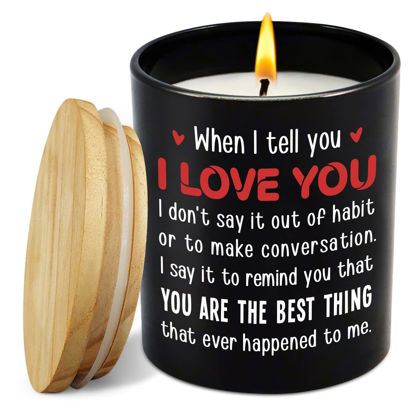 Picture of Valentines Gifts for Her Him - Valentines Candles for Couple, Birthday Gifts for Men Women Boyfriend Girlfriend Husband Wife - Vanilla Lavender Scented Candle 10oz