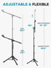 Picture of InnoGear Microphone Stand, 2 Pack Tripod Boom Arm Floor Mic Stand Height Adjustable with Carrying Bag 2 Mic Clips 3/8" to 5/8" Adapter for Singing Podcast for Blue Yeti Shure SM58 SM48 Samson Q2U
