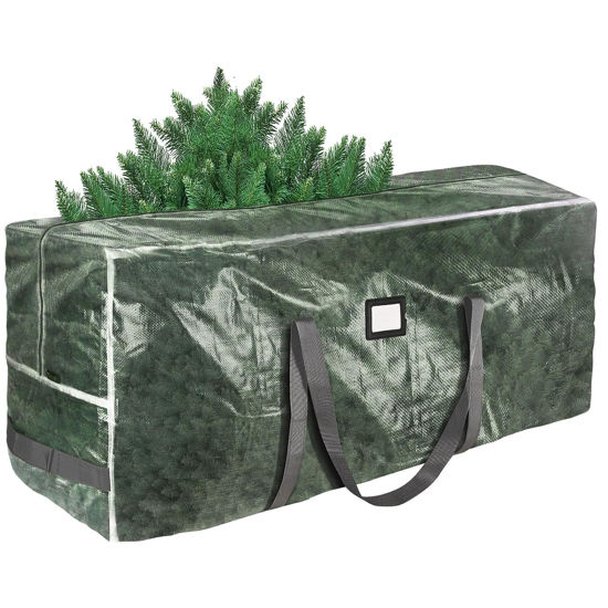 Picture of BALEINE 9 ft Christmas Tree Storage Bag, Heavy Duty Extra Large Artificial Christmas Tree Bag with Reinforced Handles and Dual Zippers Wide Opening (Transparent, 9 ft)