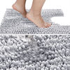 Picture of Yimobra Toilet Rugs U Shaped 24x24, Soft Comfortable Absorbent Chenille Toilet Mat for Bathroom Floor, Non-Slip Contour Bathroom Rugs for Toilet, Dry Quickly Machine Washable, Silver