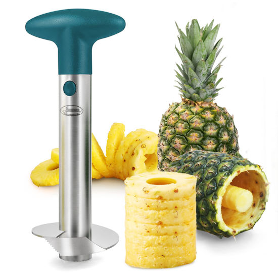 Picture of Pineapple Corer, [Upgraded, Reinforced, Thicker Blade] Newness Premium Pineapple Corer Remover, Stainless Steel Pineapple Core Remover Kitchen Tool with Sharp Blade for Diced Fruit Rings, Green