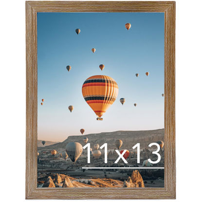 Picture of JCJMY 11x13 Picture Frame Rustic Brown for Wall Hanging, Wall Mounting Horizontally or Vertically, 11 x 13 Wall Gallery Poster Photo Frame with Shatter Resistant Plexiglass, Rustic Brown