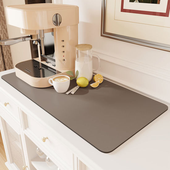 Picture of AMOAMI-Coffee Mat Hide Stain Rubber Backed Absorbent Dish Drying Mat for Kitchen Counter-Coffee Bar Accessories Fit Under Coffee Maker Coffee Machine Coffee Pot Espresso Machine Dish Rack