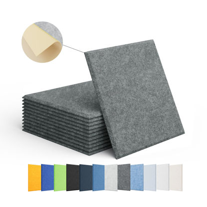 Picture of Amantech 12 Pack Acoustic Panels Self Adhesive Sound Proof Foam, High Density Sound Acoustic Panel, 12X12X0.4 Inch Square Panels in Home, Office, Reccording Room, Studio,and more(Moonlight Grey)
