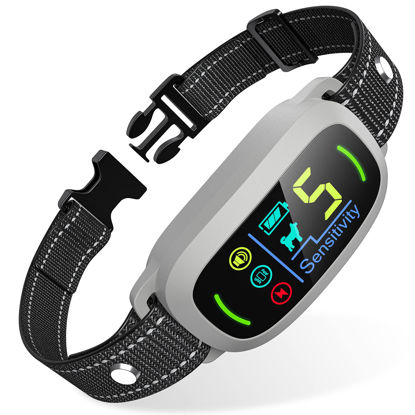 Picture of Dog Bark Collar, FAFAFROG Rechargeable Smart Collar, Anti Barking Training Collar with 5 Adjustable Sensitivity Beep Vibration Shock, Bark Collar for Large Medium Small Dogs(Grey)