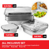Picture of Disposable Foil Pans with Lids (Set of 40) Heavy Duty Aluminum Pans with Lids (20) 9x13, (10) 8x8, (10) 1-Lb Baking Tins with Covers for Cooking, Heating, Storing, Food Prep, Holiday Dinner Meals