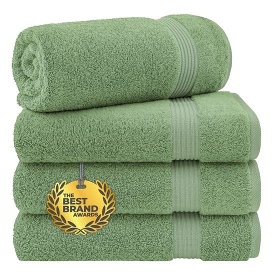 Picture of Cotton Paradise Bath Towels for Bathroom, 100% Cotton 4 Piece Turkish Bath Towel Set, Soft Plush Towels Clearance Bathroom Set, Sage Green Bath Towels