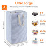 Picture of Lifewit 3 Packs Freestanding Laundry Hamper, Collapsible Waterproof Large Laundry Basket with Easy Carry Extended Handles for Clothes, Towels, Blue, 3 x 75L