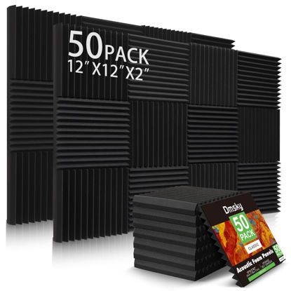 Picture of 50 Pack Acoustic Foam Panels,2"X 12" X 12"Sound Proof Foam Panels-High Density Sound Absorbing Panels,Fire Resistant Soundproof Wedges Panels for Studio Recording & Office & Home