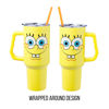 Picture of Silver Buffalo Spongebob Squarepants Smiling Face Stainless Steel Tumbler with Handle and Straw, Fits in Standard Cup Holder, 40 Ounces