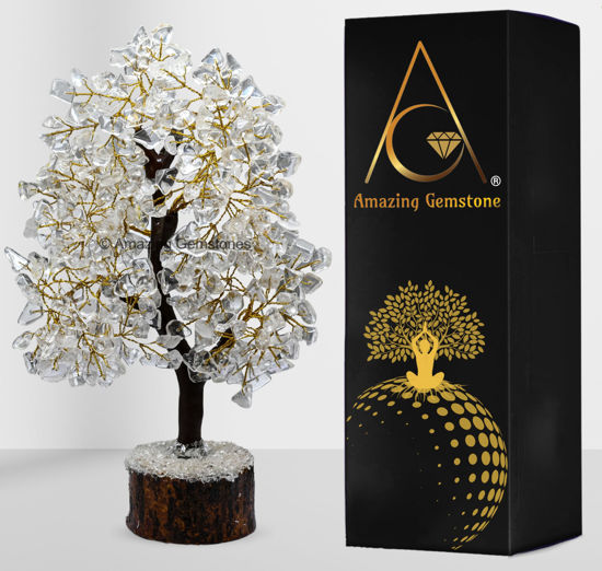 Picture of Crystals and Healing Stones Birthday Gifts for Women - Clear Quartz Crystal Tree of Life Home Decor Stocking Stuffers, Bookshelf Decor, Room Decor Meditation Gift for Mom Unique Birthday Gifts for Men
