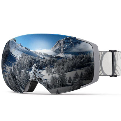 Picture of OutdoorMaster Ski Goggles PRO - Frameless, Interchangeable Lens 100% UV400 Protection Snow Goggles for Men & Women (Camo Frame VLT 10% Grey Lens with REVO Silver and Free Protective Case)