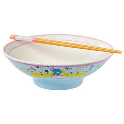Picture of Silver Buffalo Care Bears Grumpy Bear Foodie Eating Sushi and Noodles Ceramic Ramen Noodle Rice Bowl with Chopsticks, Microwave Safe, 30 Ounces