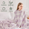 Picture of EMME Checkered Throw Blanket Cotton for Couch Soft Muslin Blankets 50"x60" Lightweight Breathable Soft Blanket All Season Gauze Blanket, Lavender