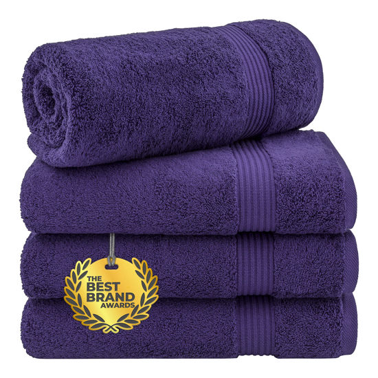 Picture of Cotton Paradise Bath Towels for Bathroom, 100% Cotton 4 Piece Turkish Bath Towel Set, Soft Plush Towels Clearance Bathroom Set, Purple Bath Towels