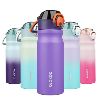 Picture of BJPKPK Stainless Steel Insulated Water Bottle With Straw Lid 18oz Reusable Metal Thermos Bottles Keep Cold And Hot,Purple