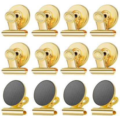 Picture of GRTARD 12Pack Magnetic Clips with Anti-Scratch Sticky Pads, Strong Heavy Duty Clips Magnet, Fridge Magnets Clip, Whiteboard Magnets Clip, Non-Scratch Metal Magnet Clips for Refrigerator, Whiteboard