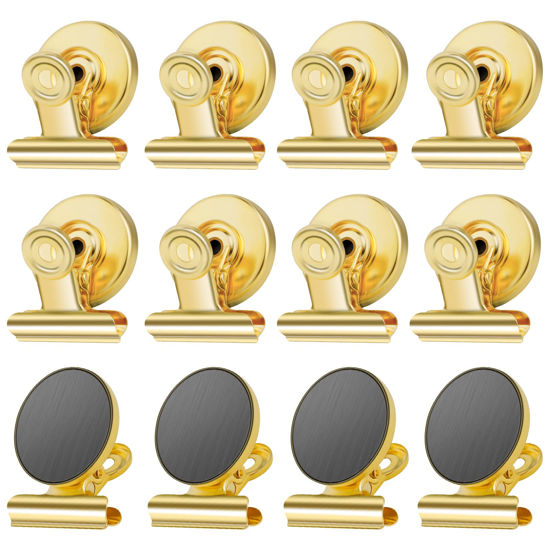 Picture of GRTARD 12Pack Magnetic Clips with Anti-Scratch Sticky Pads, Strong Heavy Duty Clips Magnet, Fridge Magnets Clip, Whiteboard Magnets Clip, Non-Scratch Metal Magnet Clips for Refrigerator, Whiteboard
