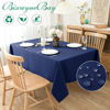Picture of Biscaynebay Textured Fabric Tablecloths 60 X 108 Inches Rectangular, Navy Water Resistant Tablecloths for Dining, Kitchen, Wedding and Parties etc. Machine Washable